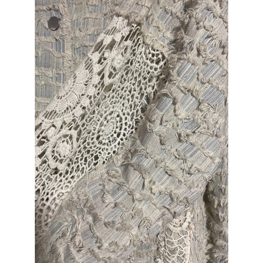 Bluevelvet shacket BLUE VELVET button down shirt tweed lace blue 100% cotton NEW - Picture 9 of 11